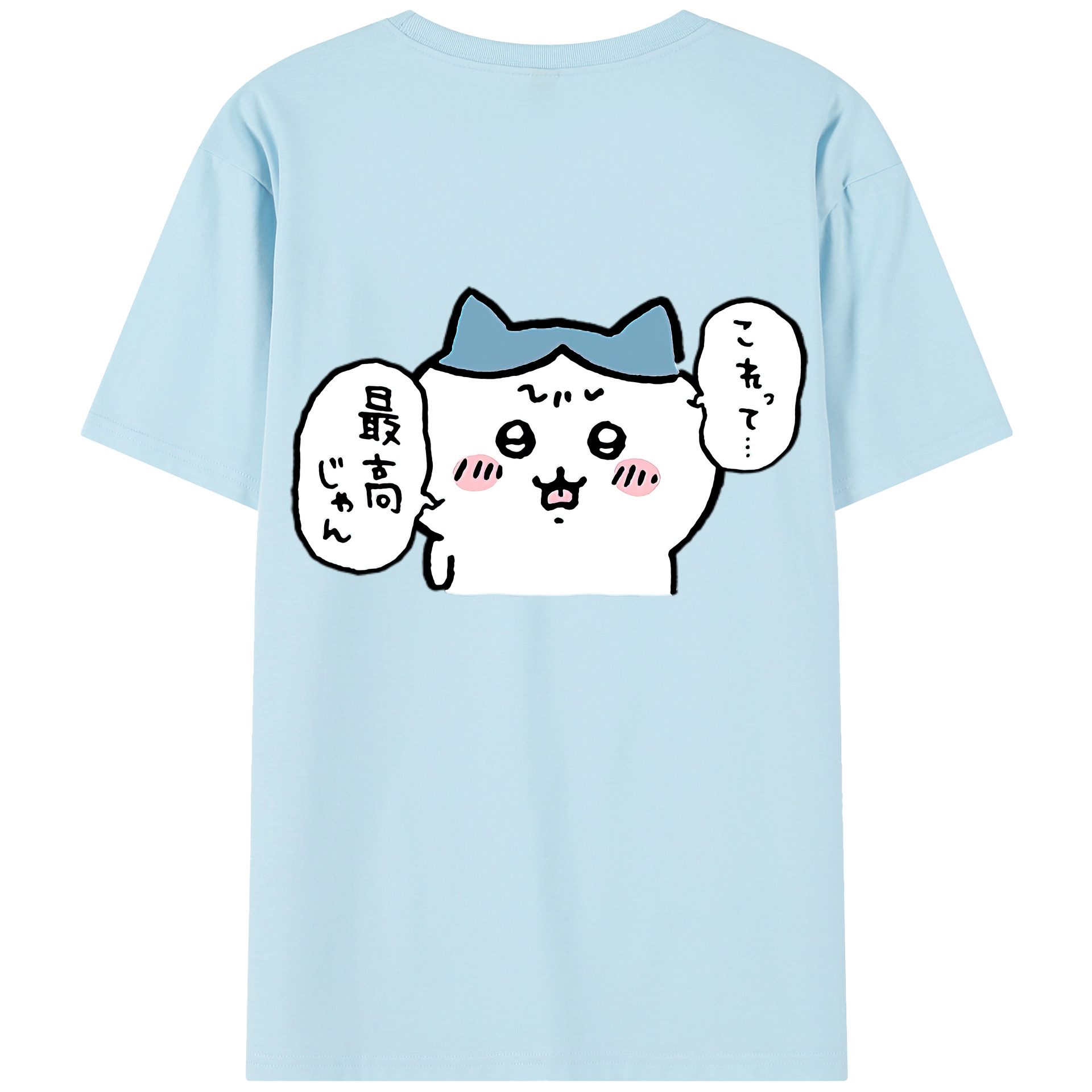 （画像用） ちいかわ ハチワレ Chii-kawa hachiware 綿100％半袖Tシャツ（背面プリント）